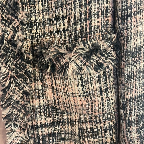 Navy, grey, white and pink lined long coat, fringe detail size 10 - Picture 3 of 4